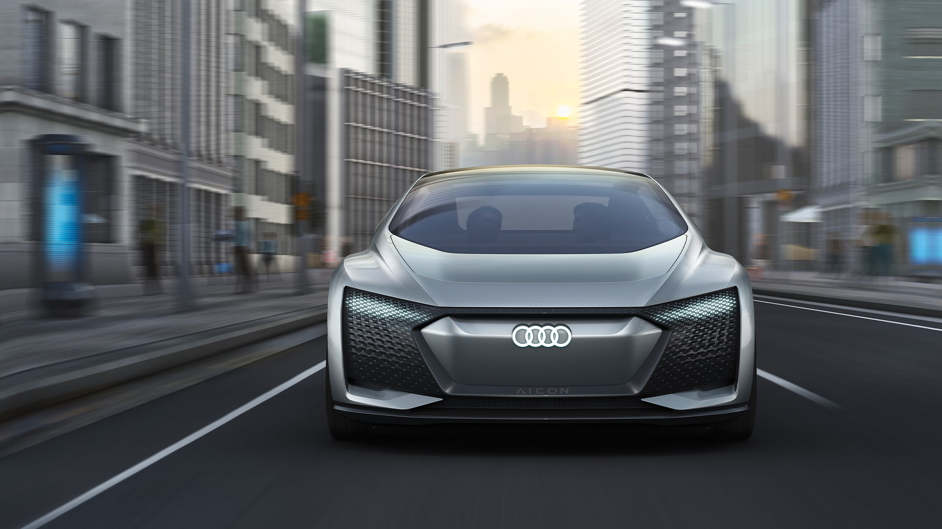 Foto del prototipo Audi AI:CON que presenta una visión de futuro de un vehículo de conducción autónoma de nivel 5.